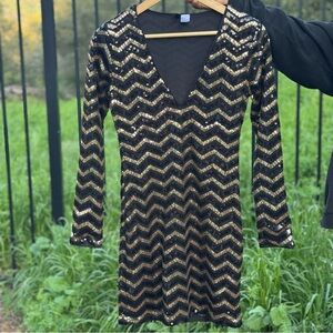 Divided by H&M Black & Gold Sequins Bodycon Dress Size 6
